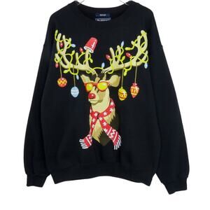 American Rag Reindeer Ugly Christmas Sweater Crewneck Sweatshirt Unisex Medium